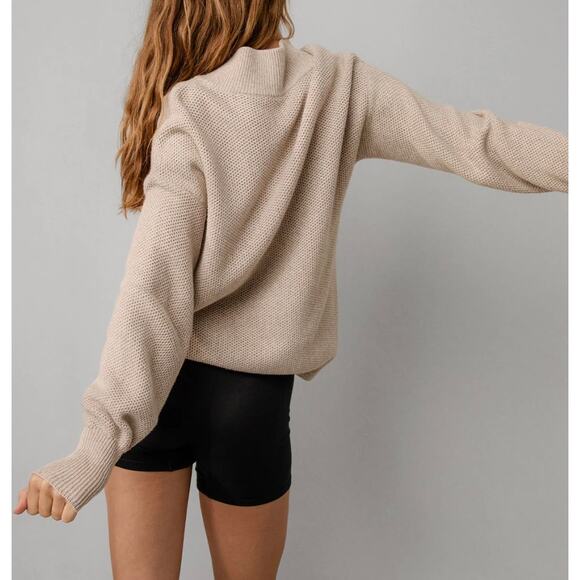 Lunya Cottonsilk™ Pocket Henley sweater oat‎ marl women’s medium - Picture 4 of 11